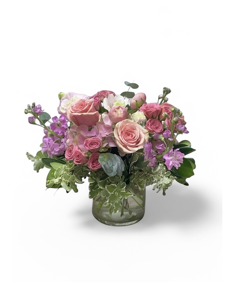 Collection of pink fresh-cut flowers